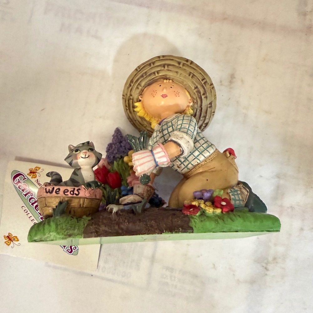 National Home Gardening Club Figurine Girl Cat Garden Pals Multicolor Resin OS